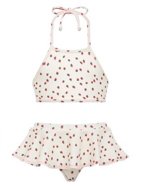 RARE FRANKIES BIKINIS x GIGI HADID Strawberry Print Two-Piece Halter Bikini Set